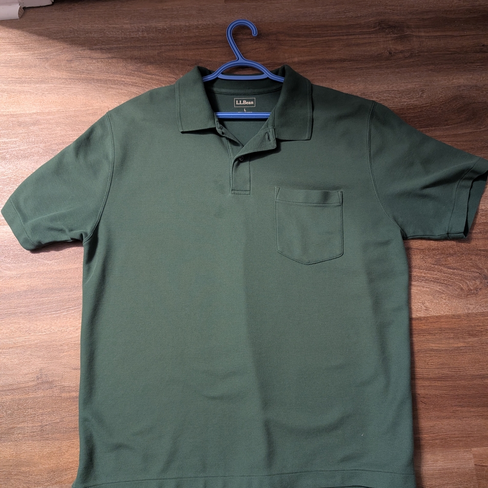 L.L. Bean Green Polo Shirt Classic Knit